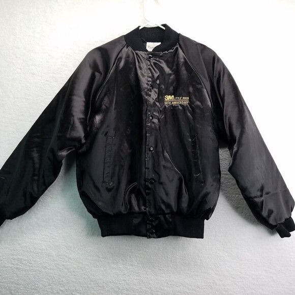 3M Jacket Small Satin Black Gold Logo Little Rock 50th Anniversary Vintage 1997 - Picture 9 of 9